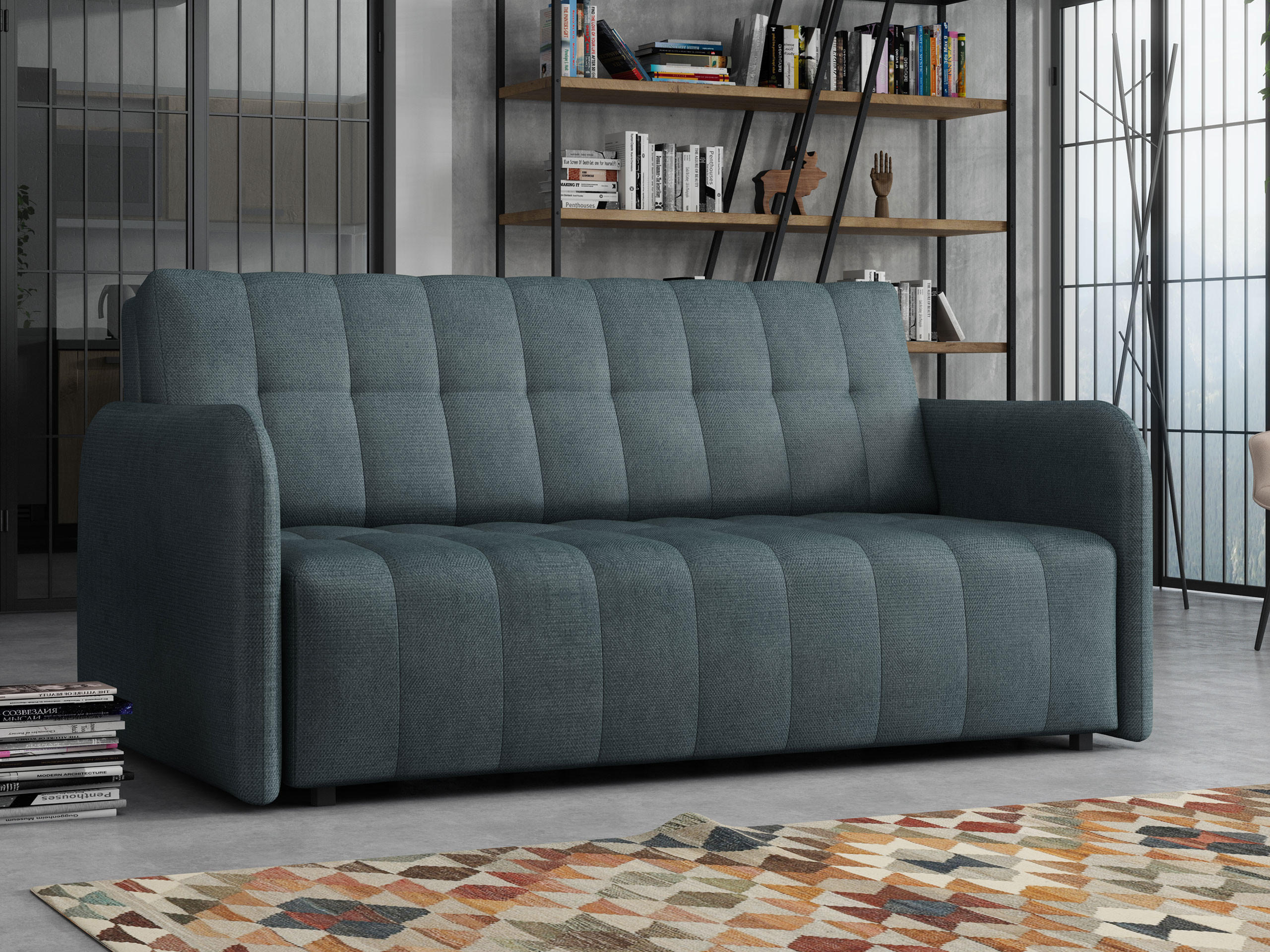 SCHLAFSOFA Viva Grand IV - Blaugrau/Schwarz, Holz/Kunststoff (165/85/95cm) - MIRJAN24