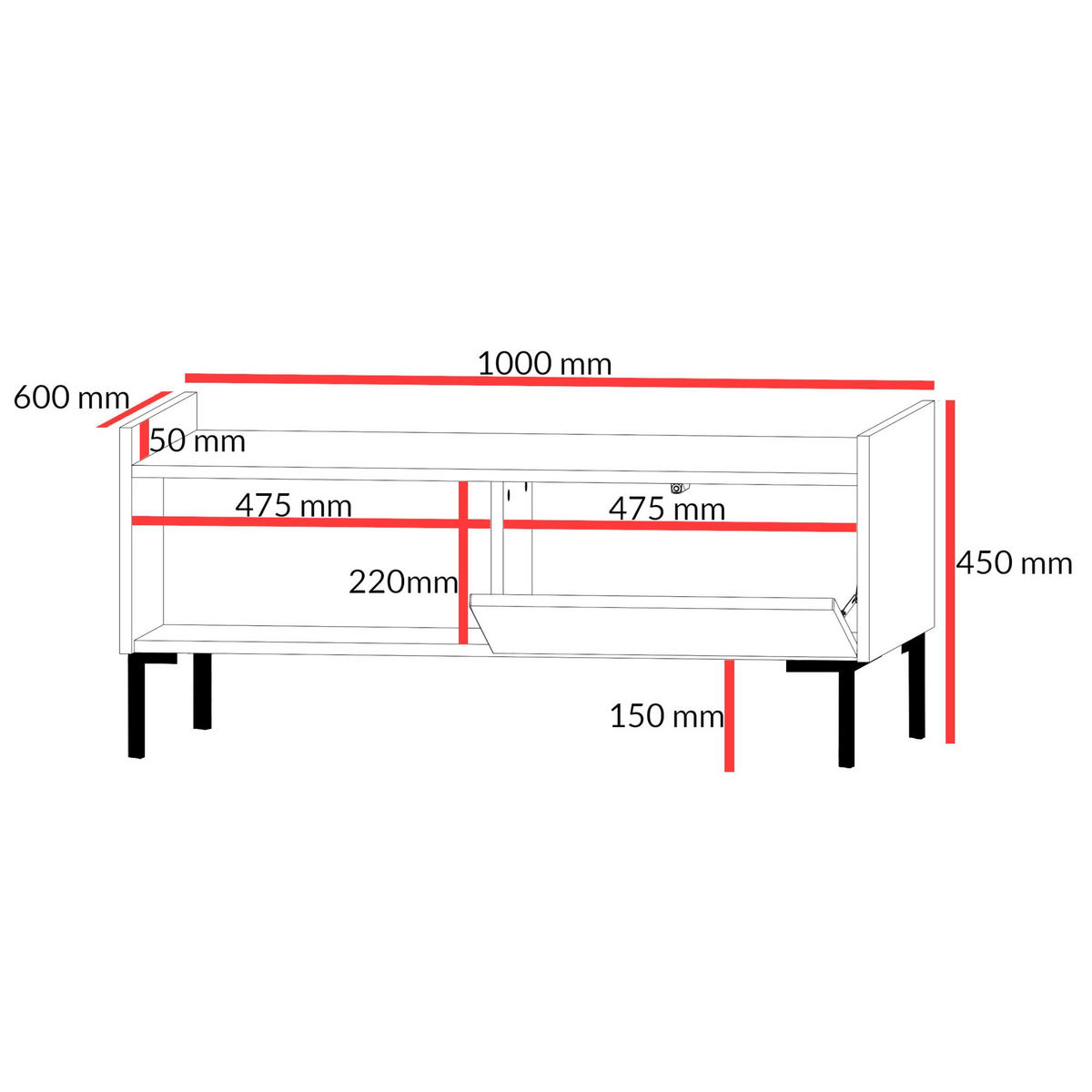 COUCHTISCH Liam 100 x 60 Cremona-Eiche (rechteckig) - Eichefarben/Schwarz, Holzwerkstoff/Metall (60/100/45cm) - mzm24