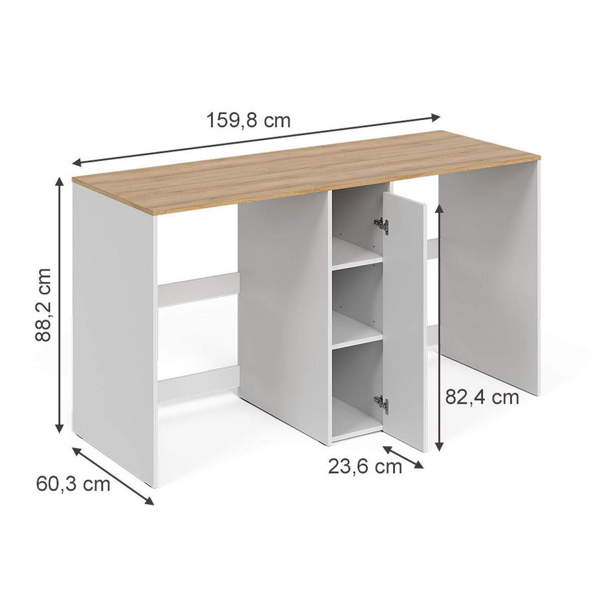 WASCHMASCHINENSCHRANK Viktor, Weiß/Artisan-Eiche, 159.8 x 88.2 cm mit 3 Fächern - Weiß/Eiche Artisan, Holzwerkstoff (159.8/88.2/60.3cm) - Vicco