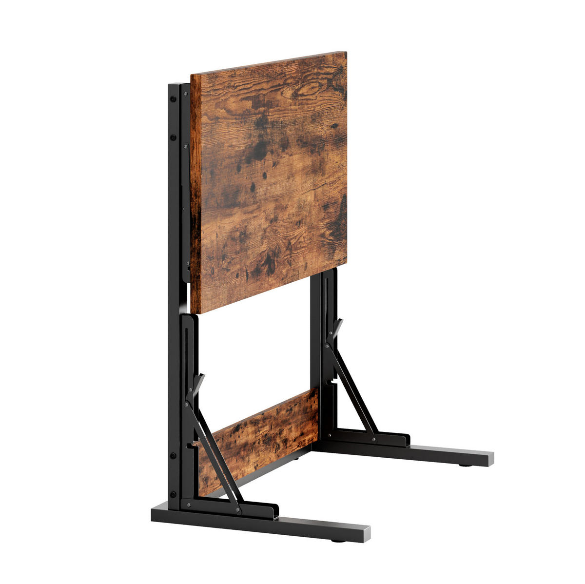 BEISTELLTISCH 60/37/71 cm platzsparend, faltbar mit verstellbaren Füßen und Metallgestell, Rustikales Braun - Braun, Holzwerkstoff (60/37/71cm) - Redom