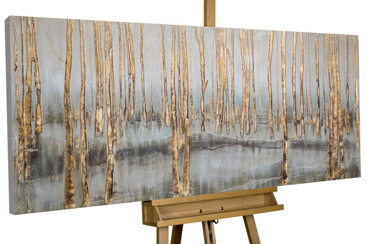 ACRYLBILD HANDGEMALT 150/70 cm - Braun/Grau, Holz/Textil (150/70cm) - KUNSTLOFT
