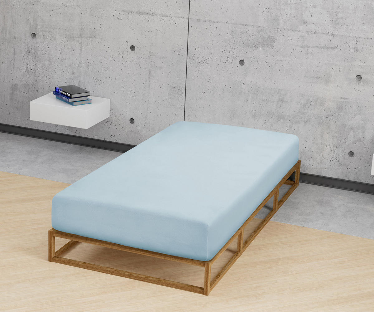 SPANNBETTTUCH Biber taubenblau, 140x200 cm - 160x200 cm - Blaugrau, Textil (160/200cm) - biberna