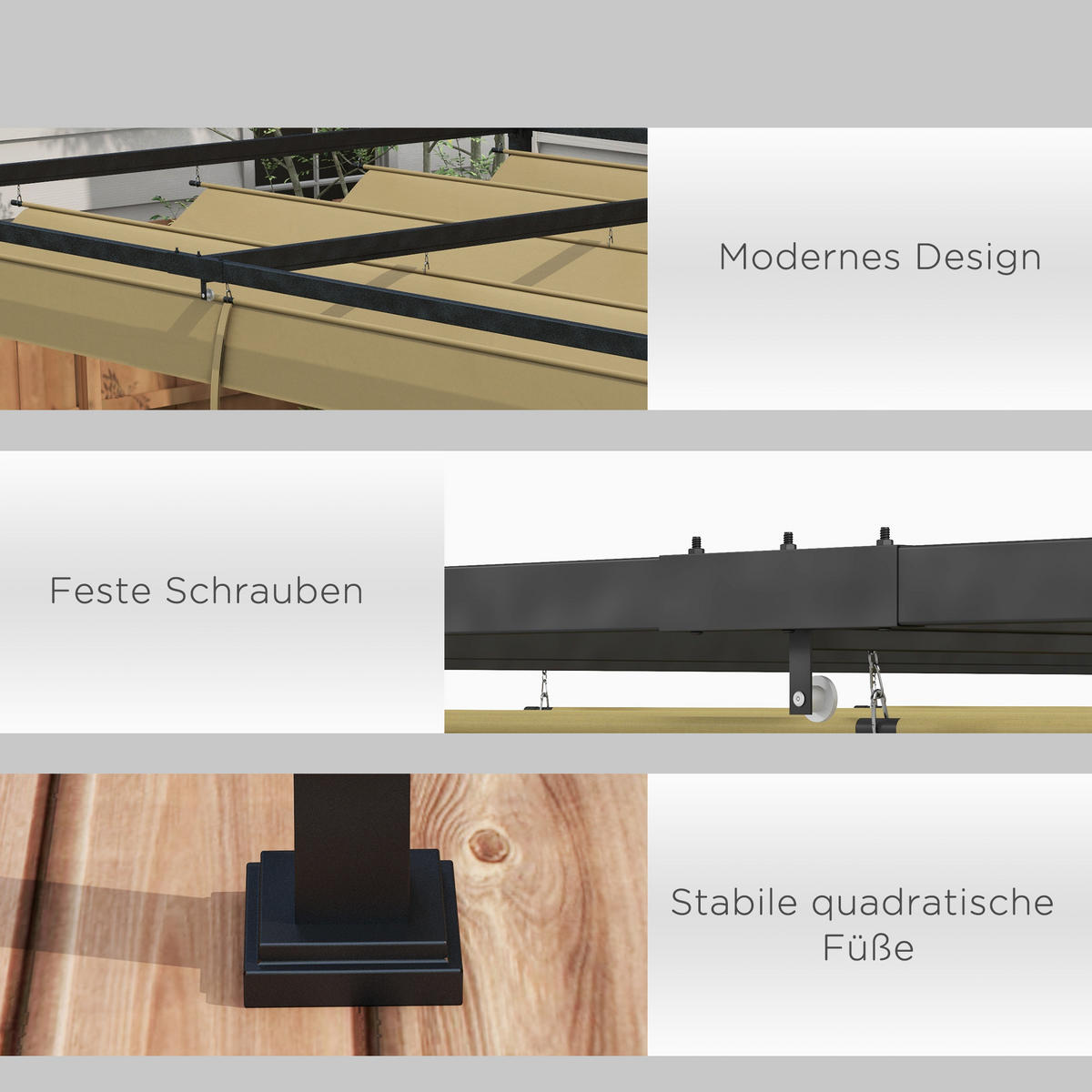 PERGOLA aus Stahl 4x3m - Beige, Metall (300/222/400cm) - Outsunny
