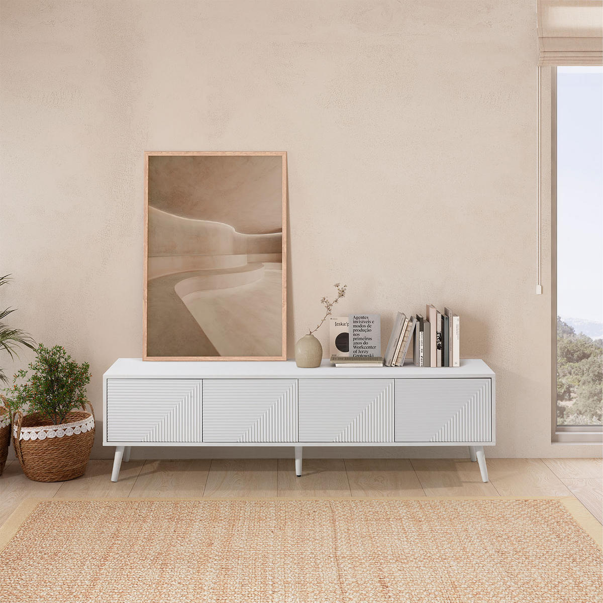 TV-ELEMENT Telmo 4 türen Weiß 160 cm - Weiß, Holzwerkstoff (160/45/40cm) - VS Venta-stock