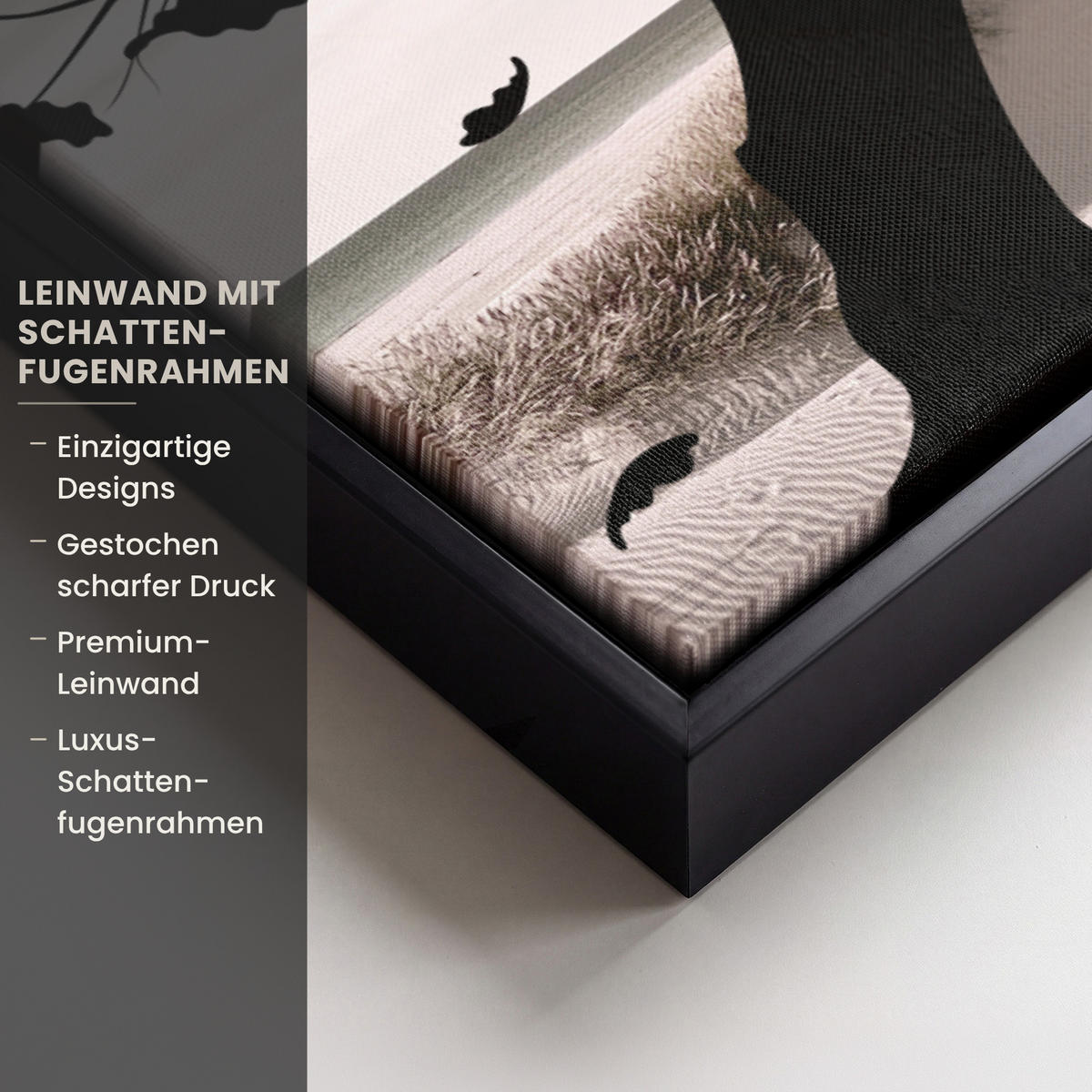 LEINWAND Bilder mit Rahmen - Strand - Meer - Menschen - Baum - Moderne Kunst - 50x50 - Hellgrau, Textil (50/50cm) - MuchoWow