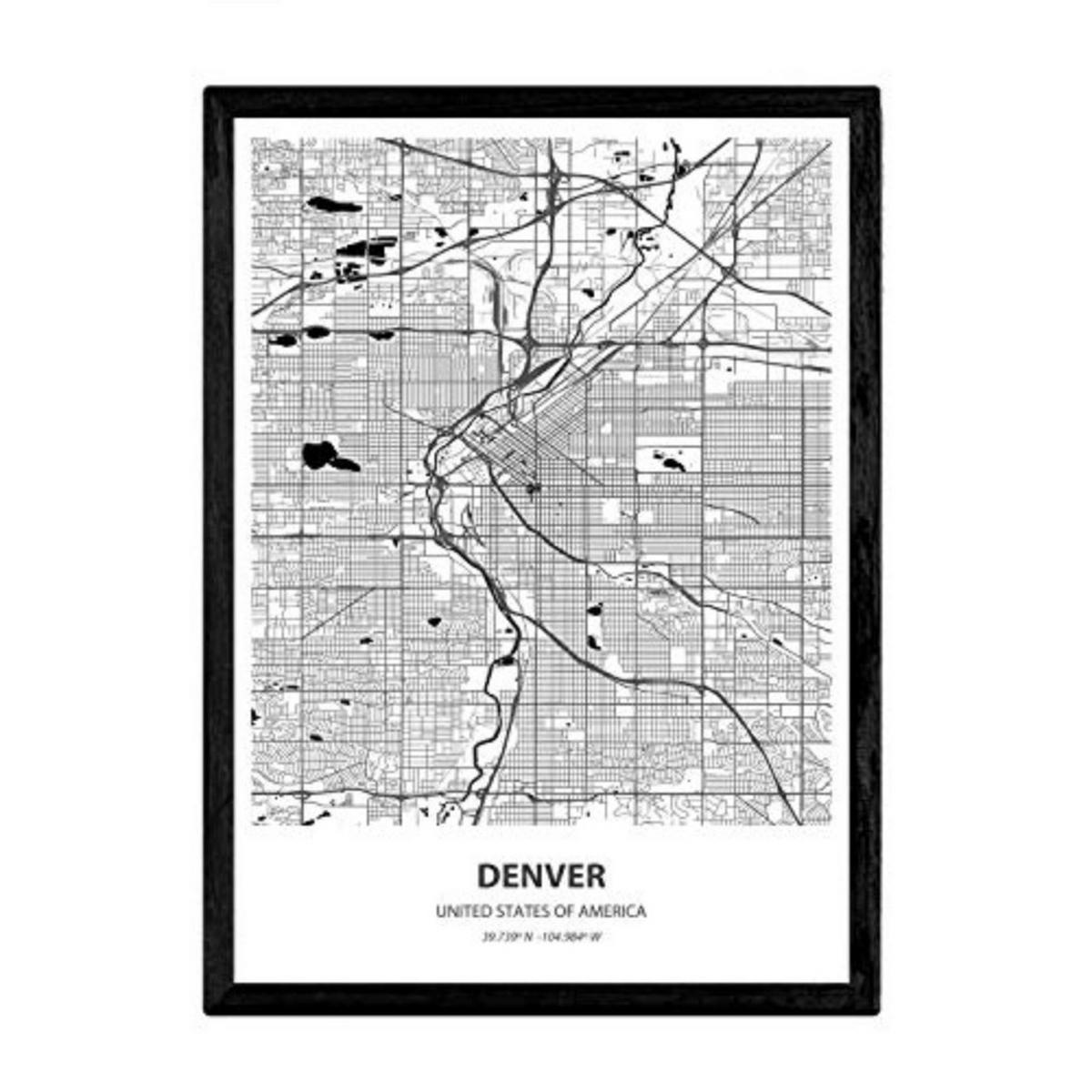 POSTER Karte Von Denver - Usa A3 Rahmenlos - Klar, Papier (29.7/5/42cm) - Nacnic