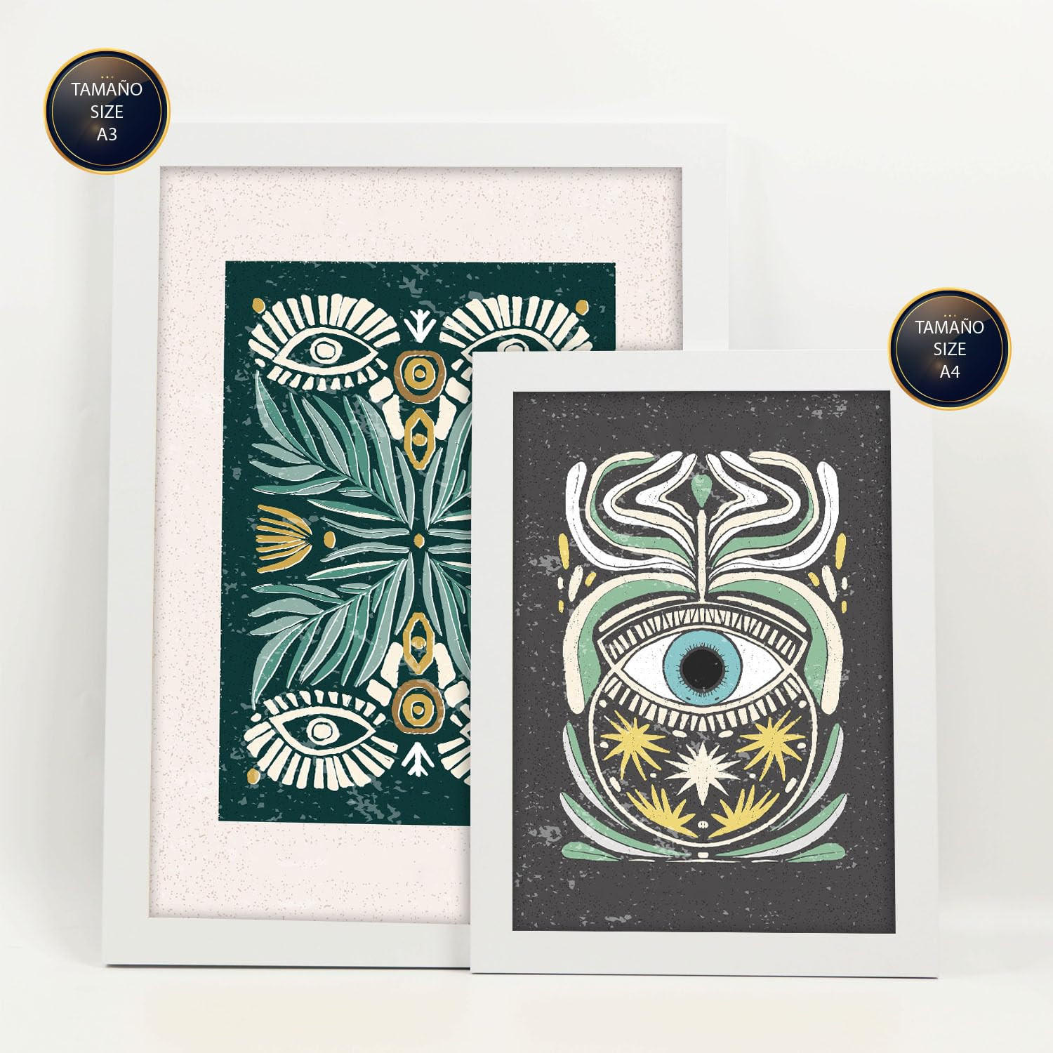 POSTER Set Mit 6 Drucken Von Augen In Der Sammlung Von Ethnischenen Ästhetische Dekorative Rahmen Für Ihr Zuhause Wandkunstdruck A3 & A4 Weißer Rahmen - Weiß, Papier (29/3cm) - Nacnic