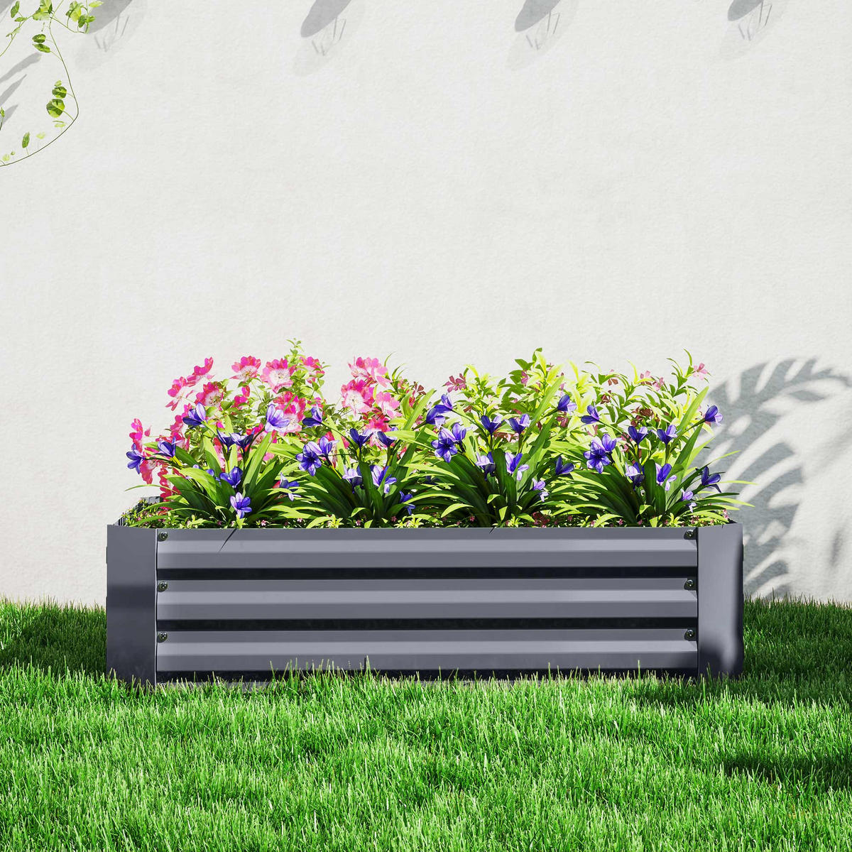 HOCHBEET DE-05305 Verzinkter Stahl, offener Boden Dunkelgrau - Dunkelgrau, Metall (120/30/90cm) - ComfortXL