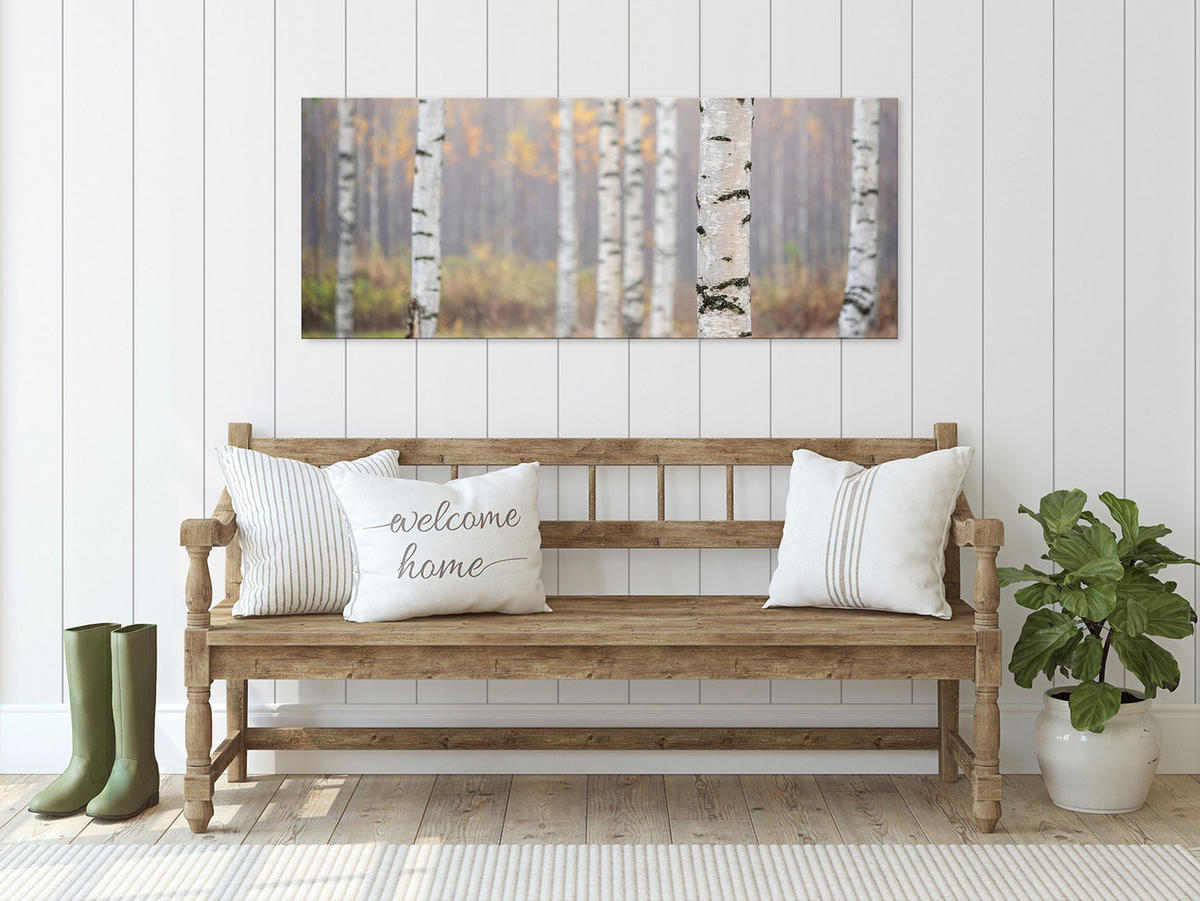 GLASBILD 125x50 cm Landschaft Wald beige - Beige, Glas (125/50cm) - artissimo