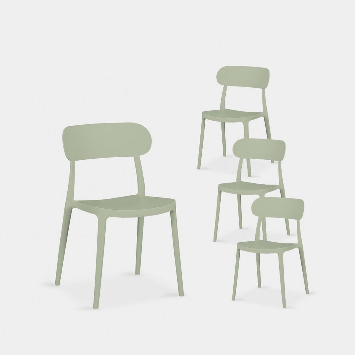 GARTENSTUHL Moira Grün 47 cm x 80 cm 4er-Set - Grün, Kunststoff (47/80/51cm) - Klast Home