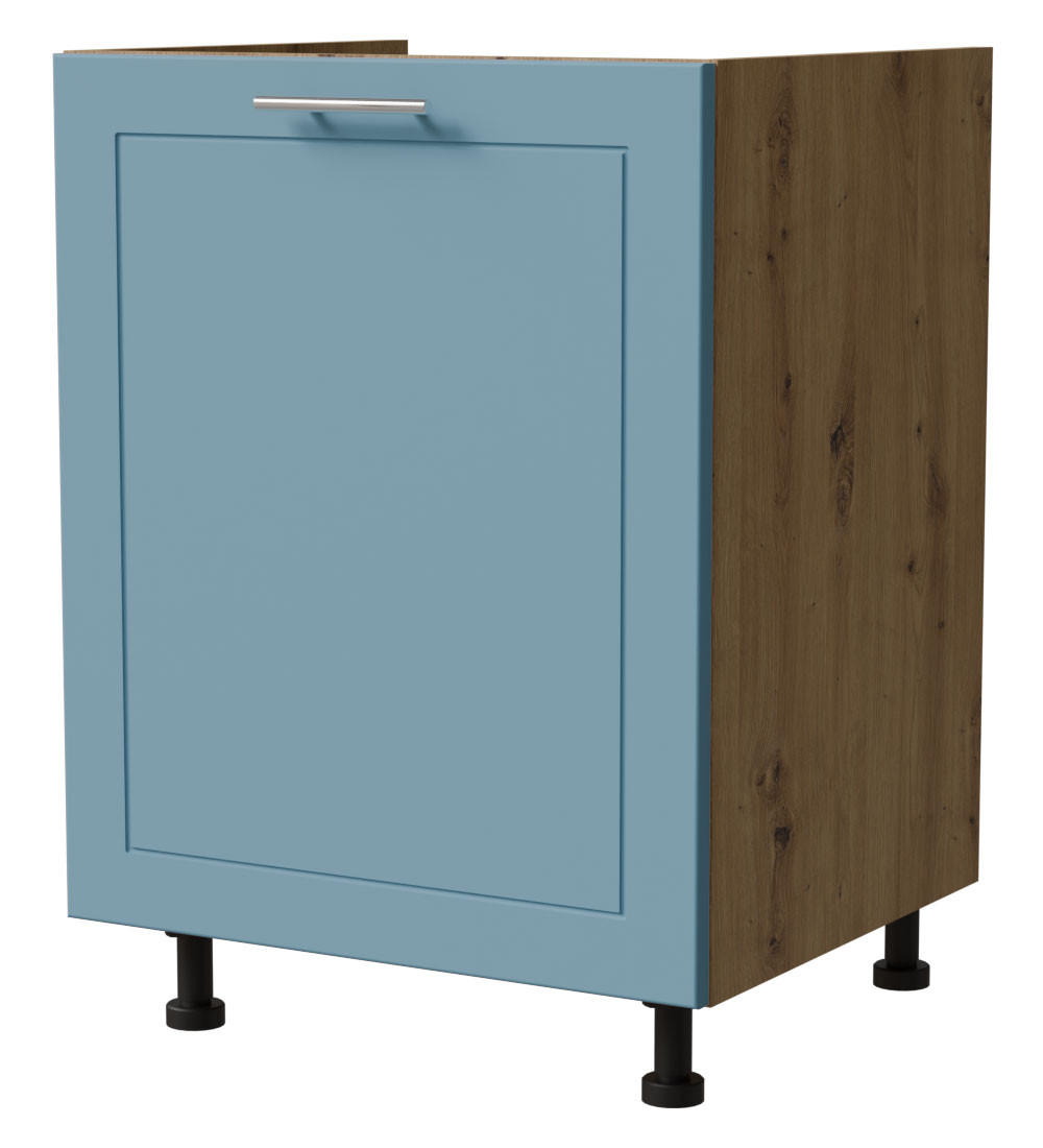 SPÜLENUNTERSCHRANK Bari D1Z/60 Eiche Artisan / RAL 5024 pastellblau 60 / 50 / 82cm Blum Teilauszug - Blau/Eiche Artisan, Holz/Holzwerkstoff (60/82/50cm) - Feldmann-Wohnen