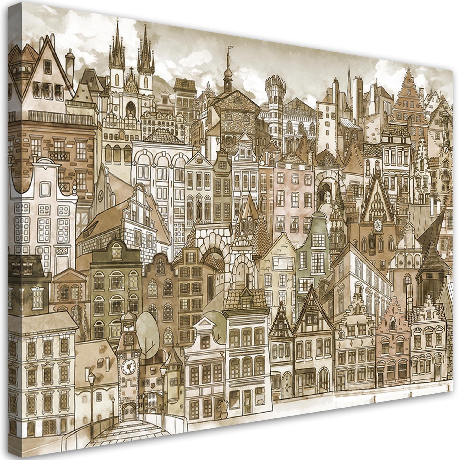WANDBILD fröhliche stadt - Braun, Textil (60/40cm) - Feeby