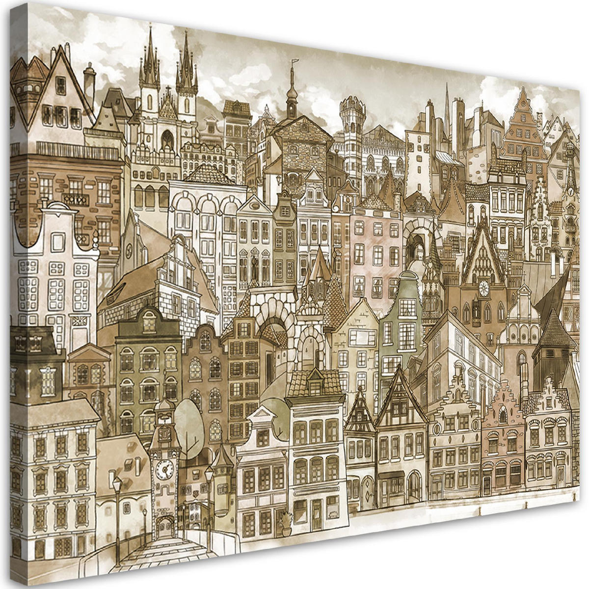WANDBILD fröhliche stadt - Braun, Textil (60/40cm) - Feeby