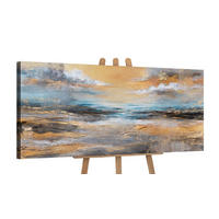 GEMÄLDE Goldene Brandung auf Keilrahmen 115x50 cm - Multicolor, Holz (115/50cm) - YS-art gallery