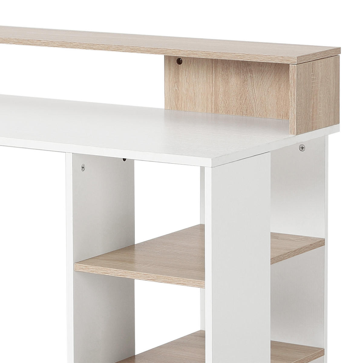 SCHREIBTISCH Eiche mit 2 Schubladen und Regalfächern 137/55/92 cm - Beige, Holzwerkstoff (55/137/92cm) - PANGIVO
