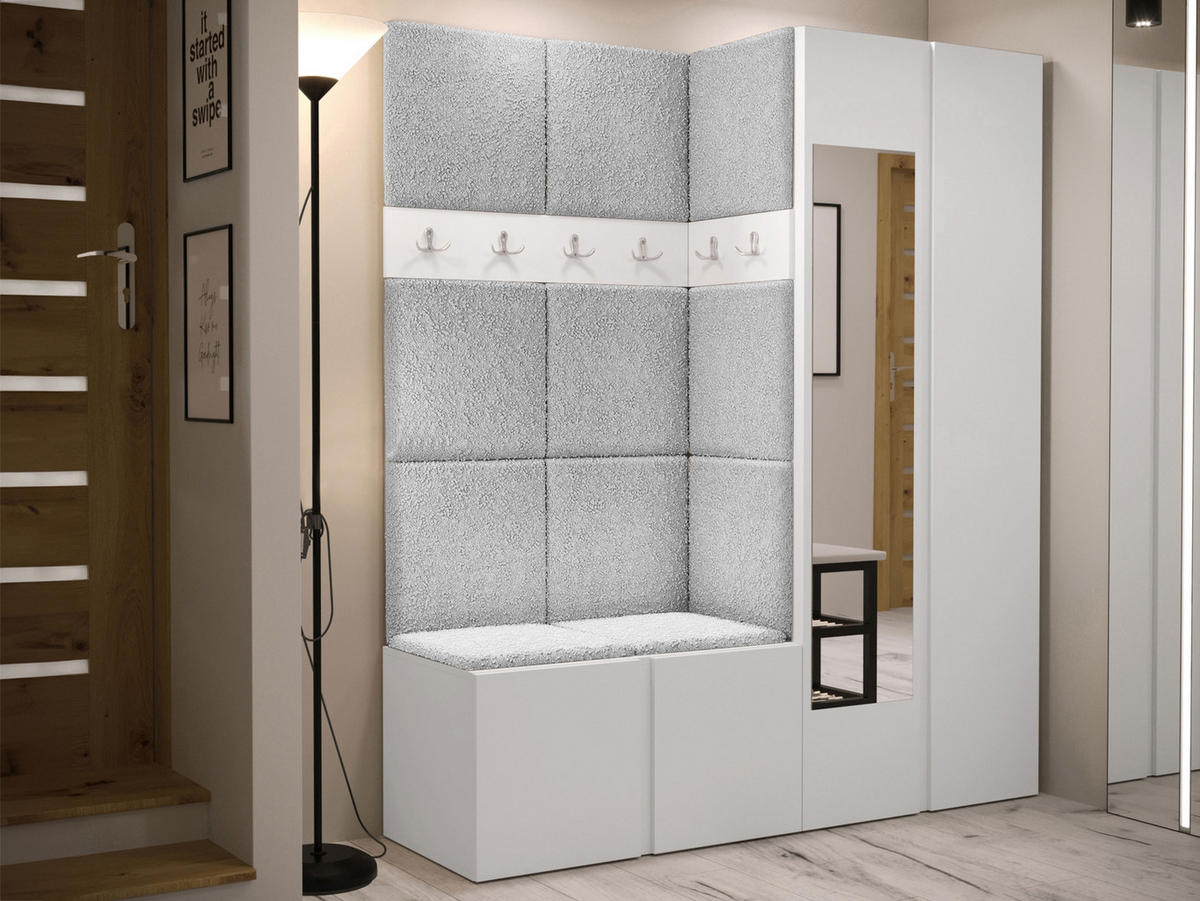 GARDEROBEN-SET Orion XII - Hellgrau/Weiß, Holzwerkstoff/Kunststoff (158/186/46cm) - MIRJAN24