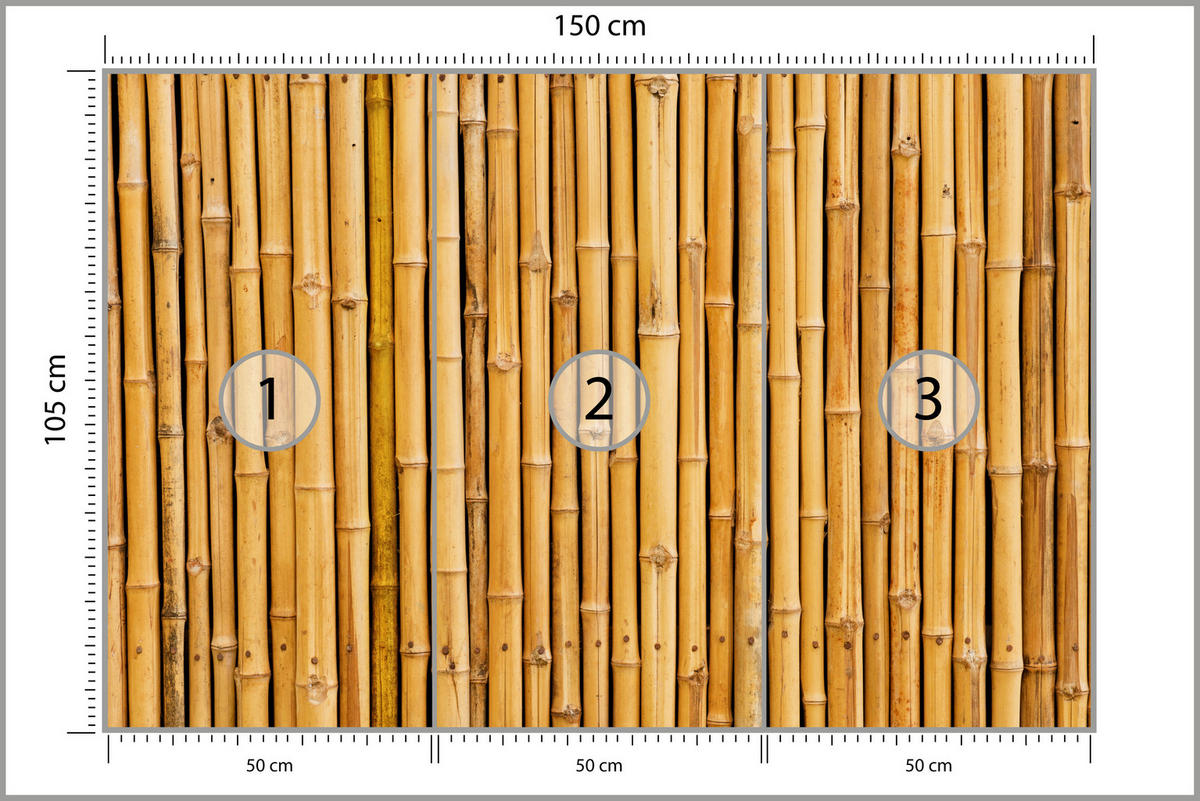 FOTOTAPETE für Küche Bambus Imitation Braune Wand Rustikal 150x105 - Orange/Braun, Papier (150/105cm) - Muralo