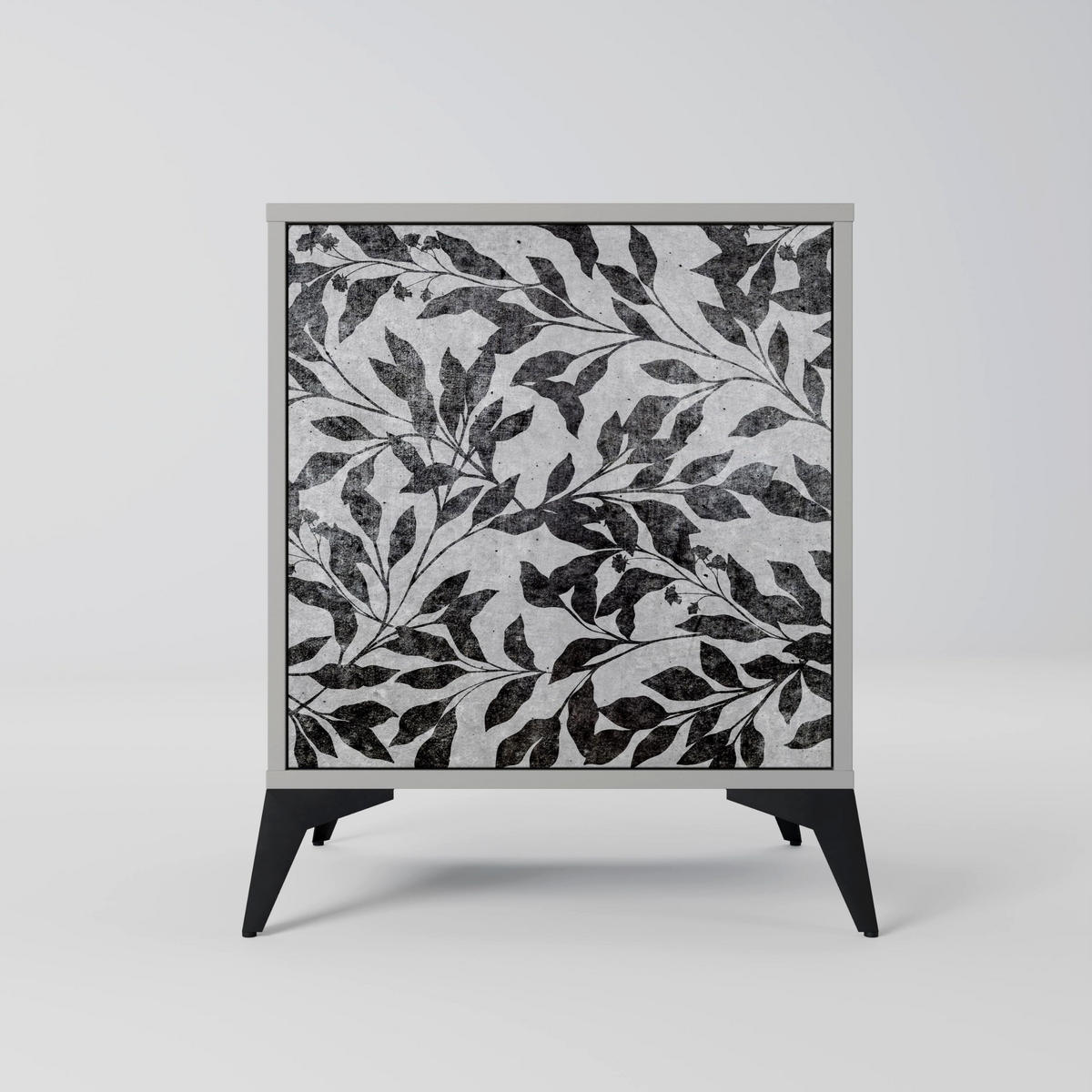 SIDEBOARD CHARCOAL SPROUT, Grau, 57,5x42x67,5 cm, Schwarze Metall-Rahmenfüße - Multicolor/Schwarz, Holzwerkstoff/Metall (57.5/67.5/42cm) - SpaceRebels
