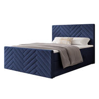 BOXBETT NEREA PLUS 160/200 cm mit Matratze und Topper, Marineblau - Dunkelblau, Holzwerkstoff/Textil (160/200cm) - Idohome