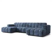 WOHNLANDSCHAFT AENIS Blau Chenille - Blau, Holz (398/85/165cm) - MASSENO