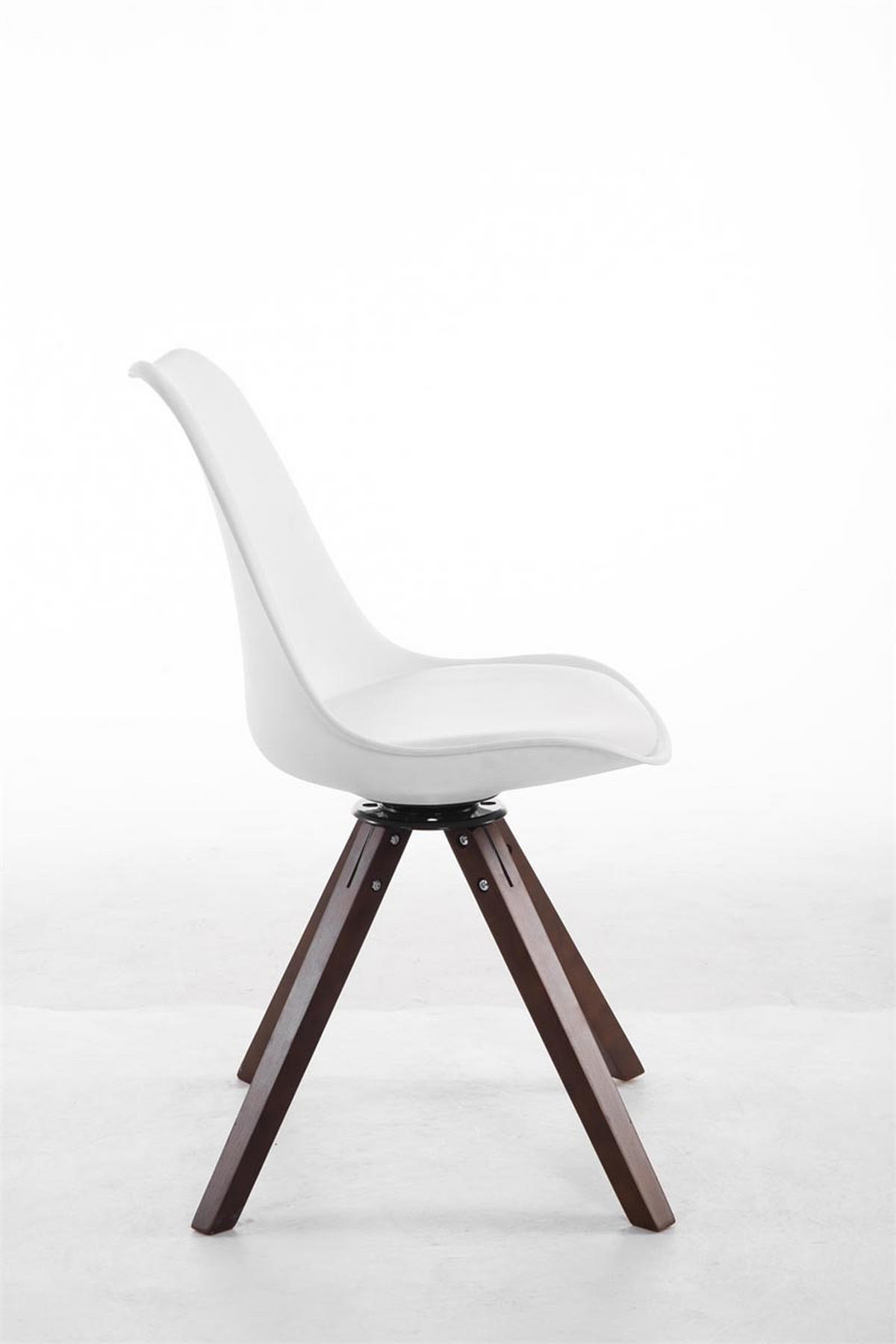 DREHSTUHL Lederlook weiß - Walnussfarben/Weiß, Holz/Textil (48/84/56cm) - CLP