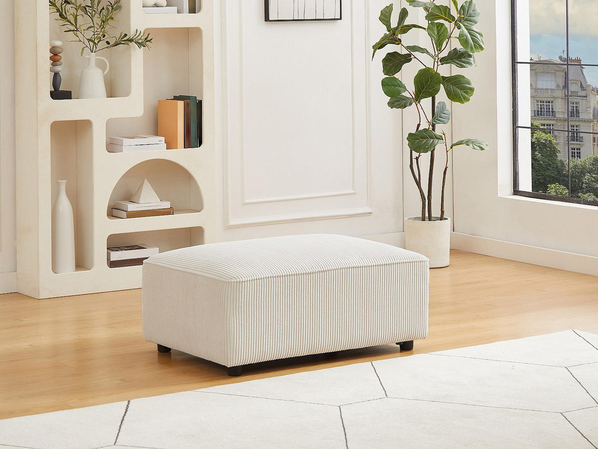 SITZHOCKER - 1 Person - samt - beige Mecodi - Beige, Kunststoff/Textil (100/45/70cm) - Vente-Unique