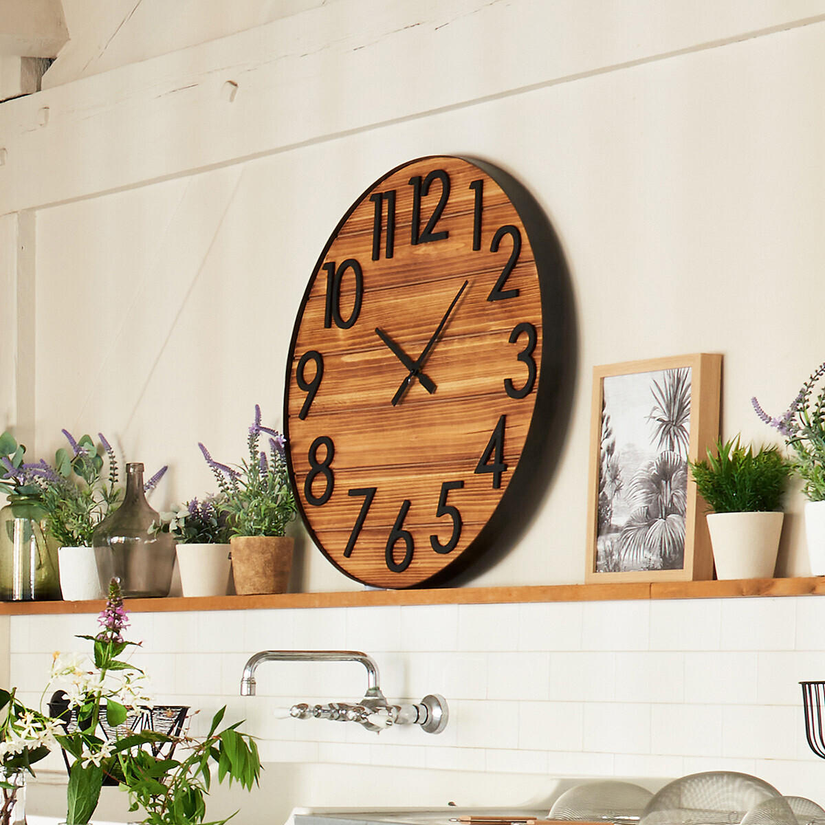 WANDUHR aus Holz Abby 70/70/4 cm - Braun, Holz (70/4/70cm) - Atmosphera Createur d´interieur