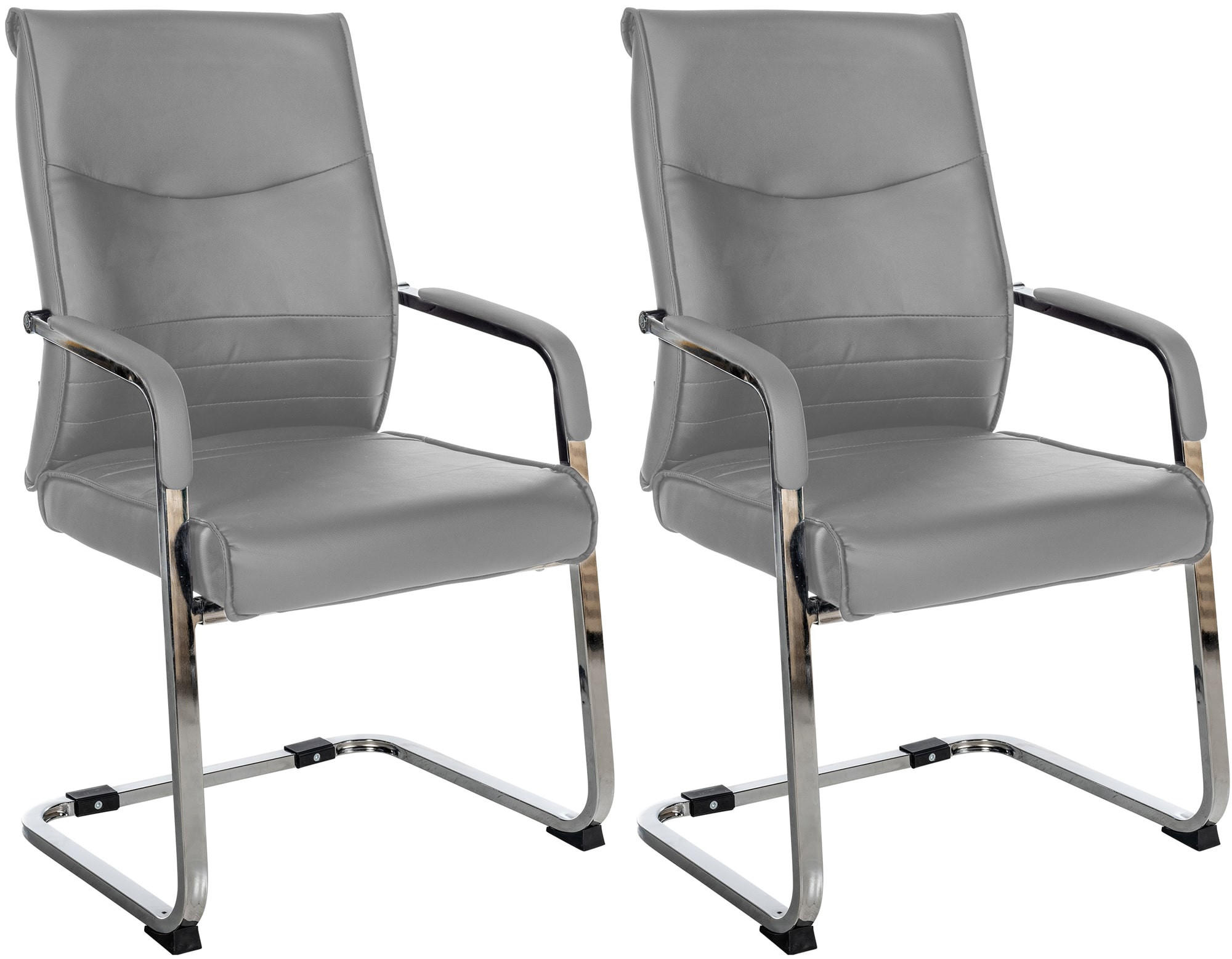 SCHWINGSTUHL 2er Set Lederlook Grau - Grau, Textil/Metall (55/88/60cm) - CLP