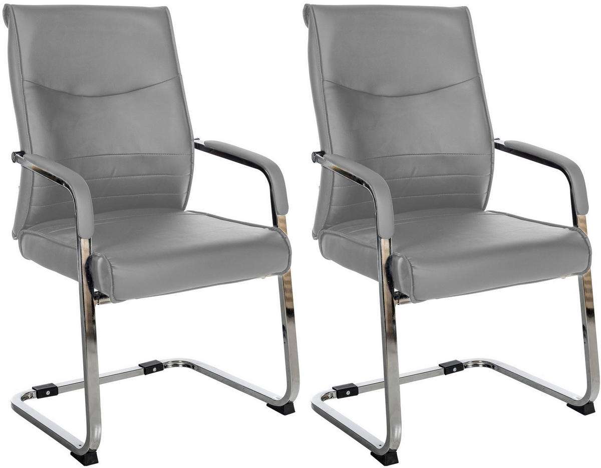 SCHWINGSTUHL 2er Set Lederlook grau - Grau, Textil/Metall (55/88/60cm) - CLP