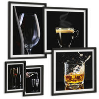 BILDER SET 5er Set - 50x50 cm & 20x30 cm & 40x60 cm Schwarzer Rahmen - Löwenzahn-Kalk-Kücheninschriften - Schwarz, Kunststoff (40/60cm) - TULUP