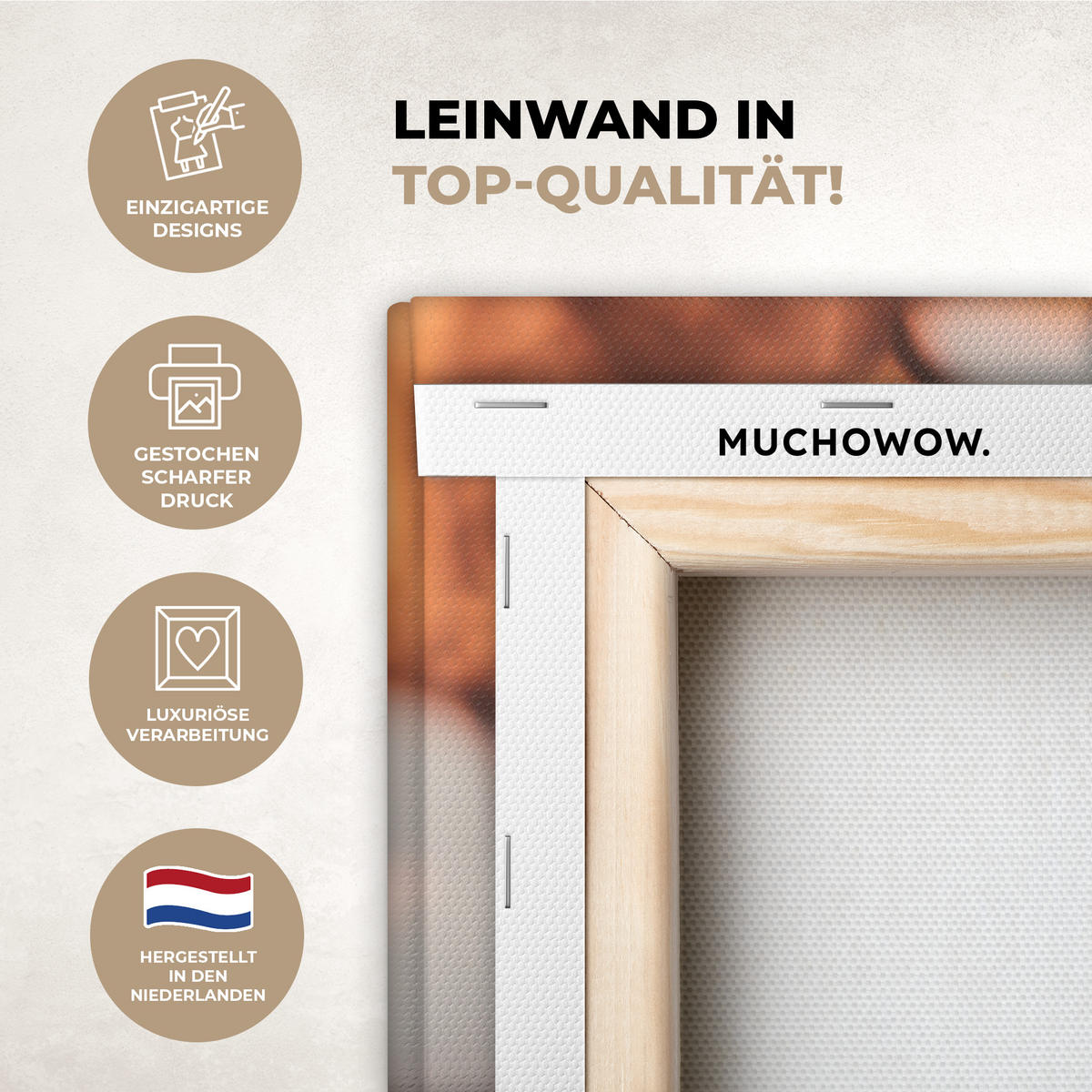 LEINWANDBILD Vogel - Zweig - Winter - Tiere - Schnee Deko Groß 90x90 cm - Bernsteinfarben, Textil (90/90cm) - MuchoWow