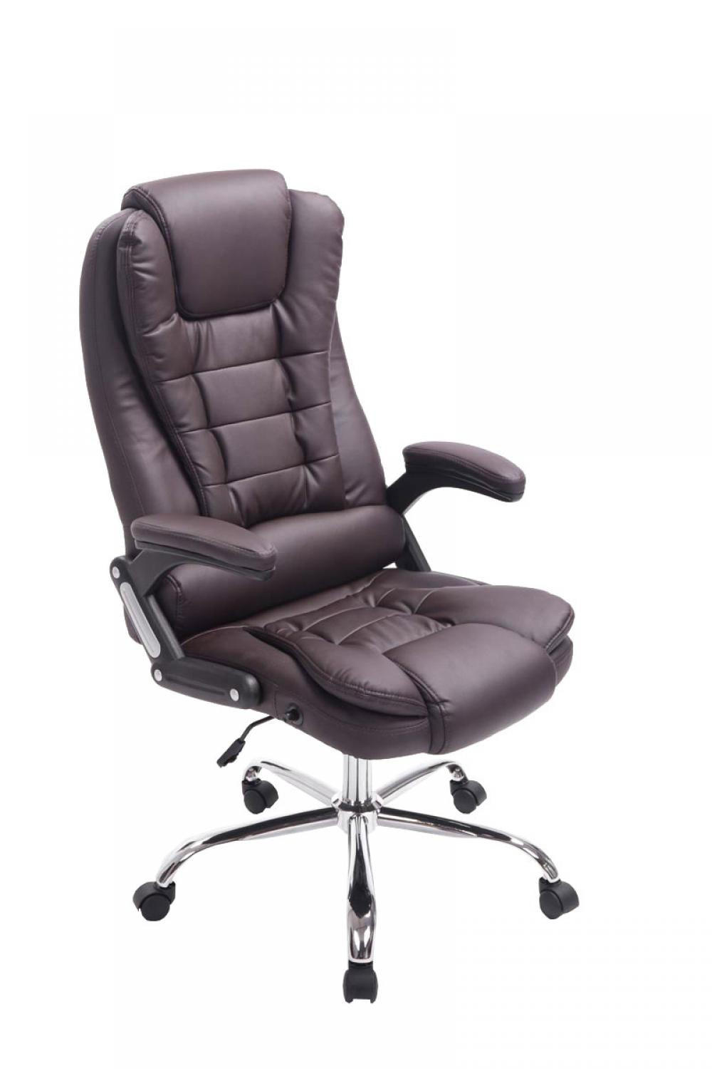 CHEFSESSEL Lederlook braun - Chromfarben/Braun, Textil/Metall (69.5/113/78cm) - CLP