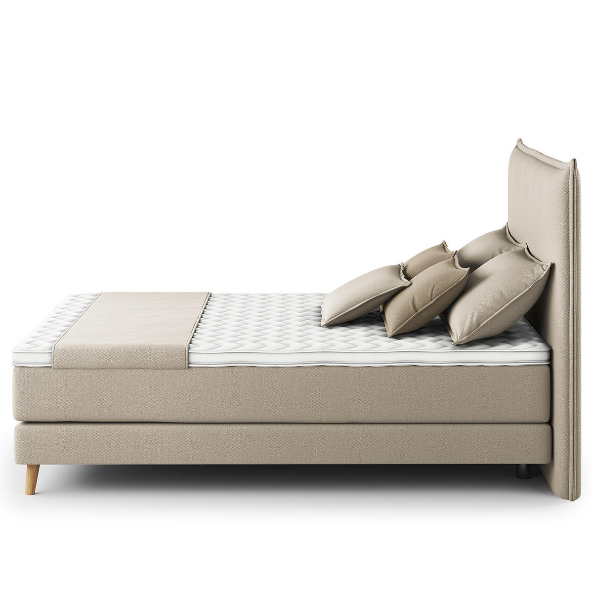 BOXSPRINGBETT - Klassisch - Beige, Holz (140/200cm) - home24