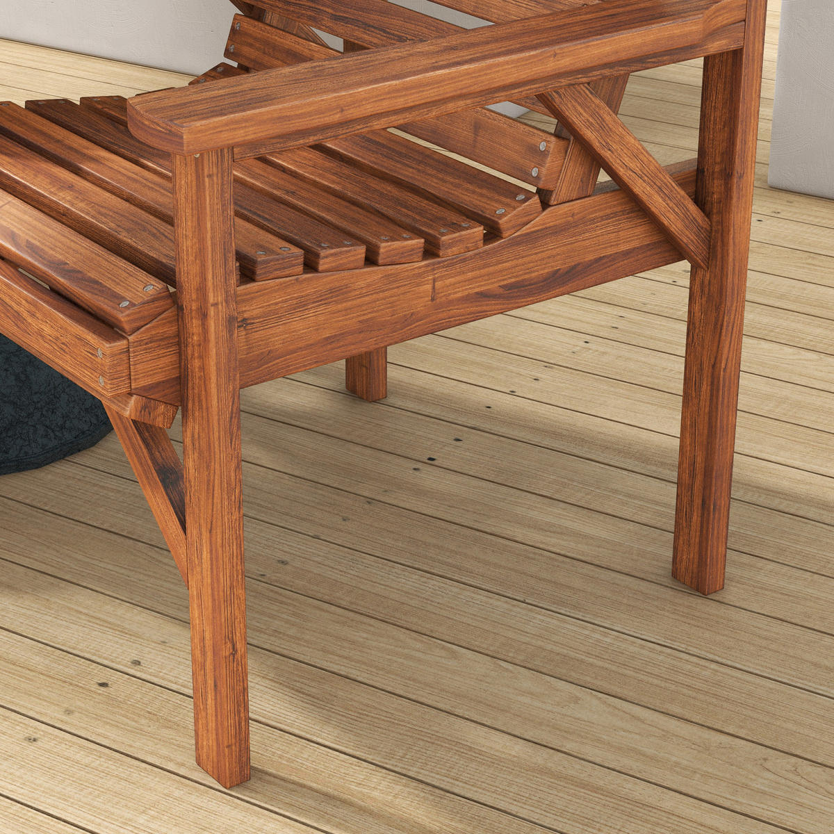 BISTRO-SET DE-07332 aus Holz mit Lamellendesign und Sonnenschirmloch Verkohlt - Naturfarben, Holz - ComfortXL