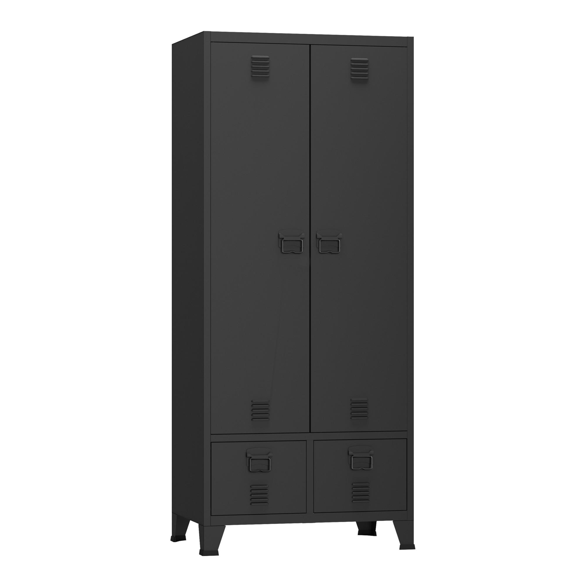 KLEIDERSCHRANK Hankasalmi - Schwarz, Metall (90/180/40cm) - [en.casa]