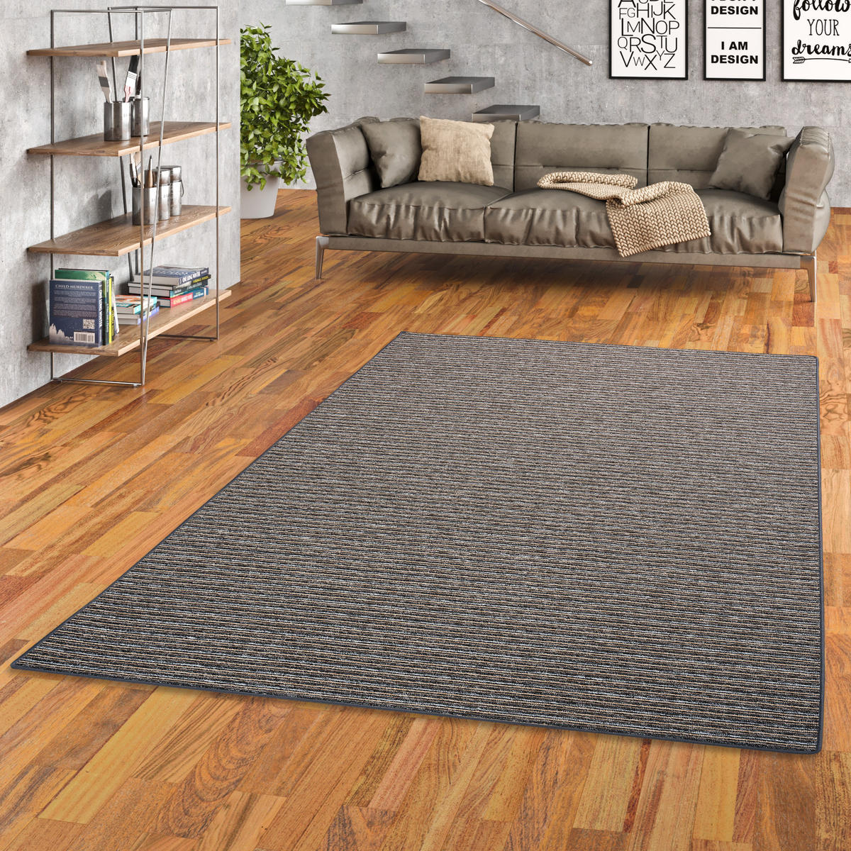 STREIFENBERBER TEPPICH MARTA - Anthrazit, Textil (140/200cm) - Snapstyle