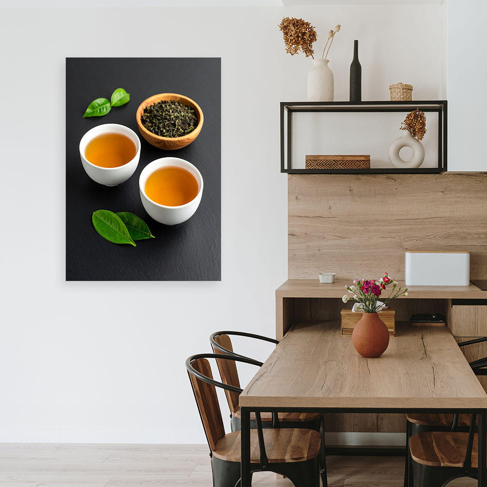 LEINWANDBILD Tee Kräuter Natur 60x90cm - Grau, Textil (60/90cm) - Feeby