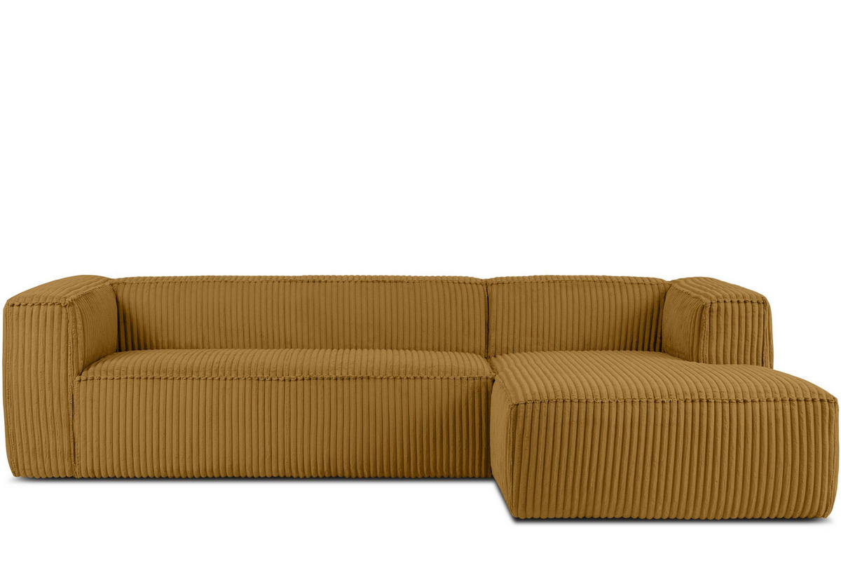 ECKSOFA-RECHTS FEROX Modern, Cord-Stoff, gelb - Gelb, Textil (305/175cm) - KONSIMO®