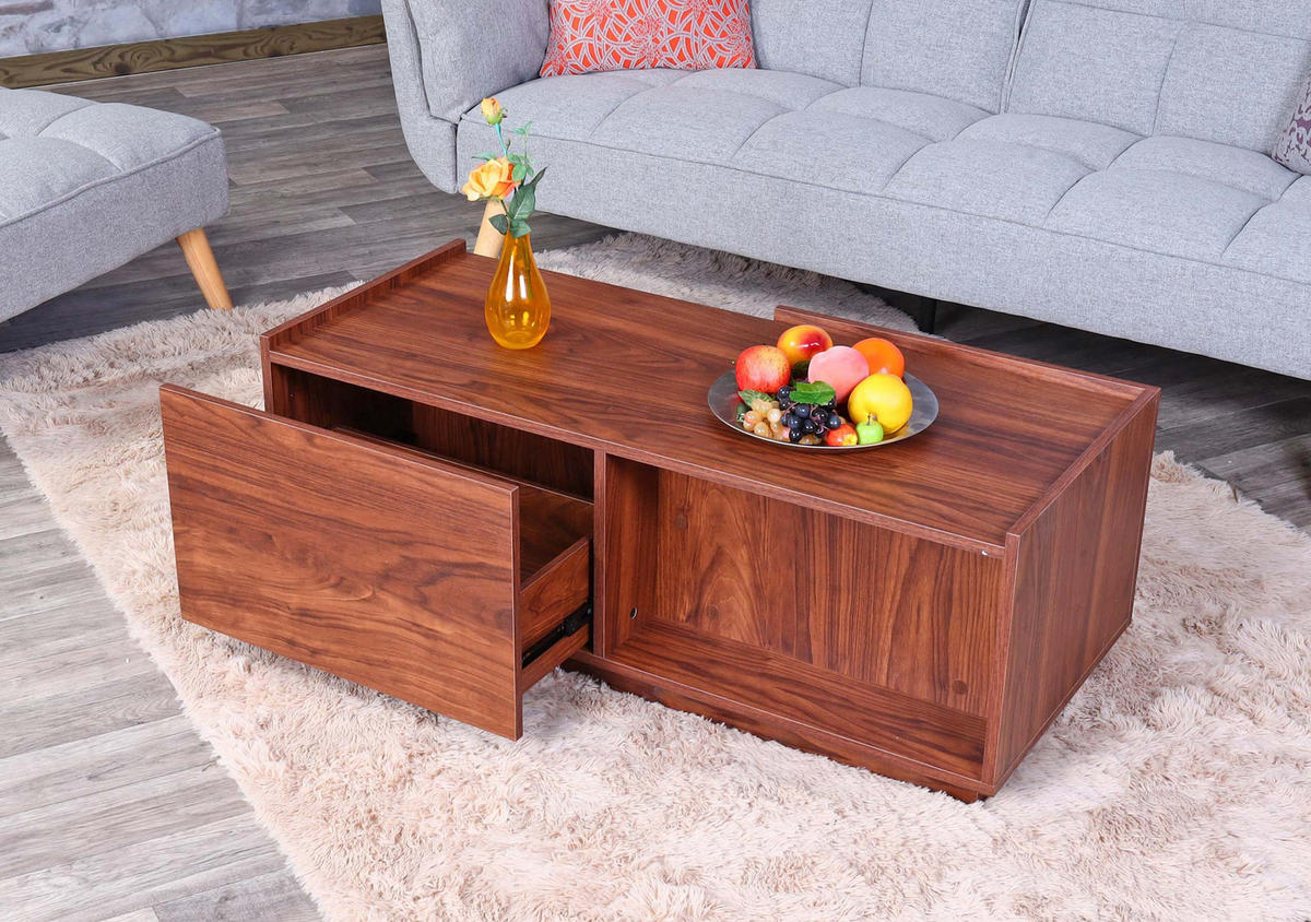 COUCHTISCH rechteck Walnuss Dekor - Walnussfarben, Holz (50/110/40cm) - MCW