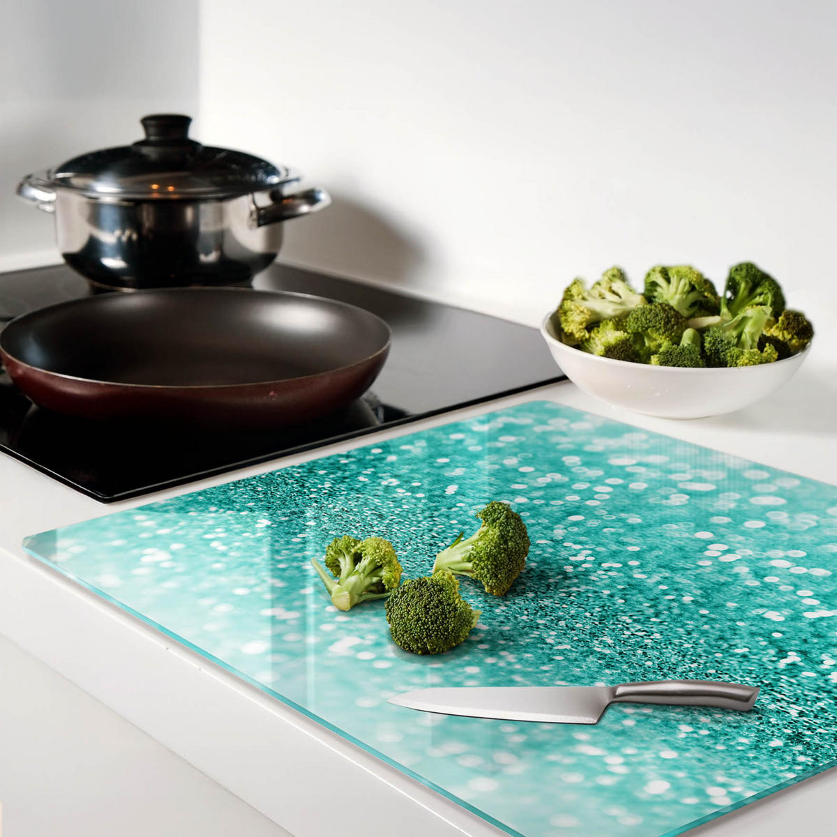 GLASPLATTE 60x52 cm Kleine Dinge - Blau, Glas (60/0.4/52cm) - TULUP