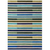 WOLLTEPPICH Streifendesign DERWENT GEMMA, Grün-Blau 200x290 cm - Grün, Textil (200/290cm) - KADIMA DESIGN
