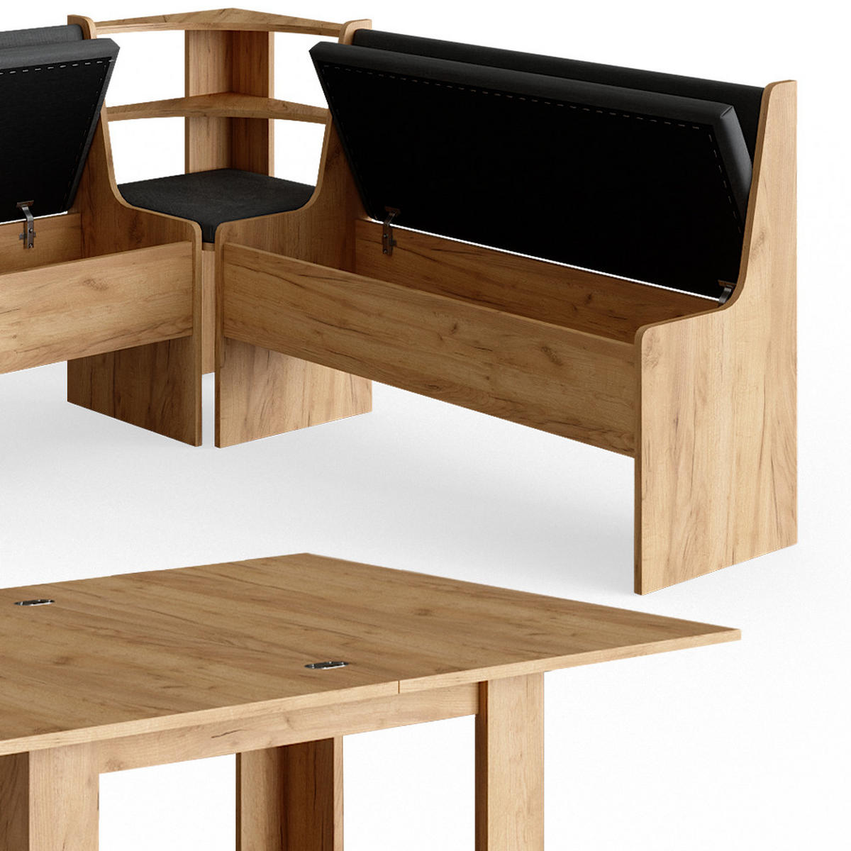ECKBANKGRUPPE Roman Goldkraft Eiche 180 x 41.5 cm mit Tisch - Honigeiche/Anthrazit, Holzwerkstoff (180/80/150cm) - Vicco