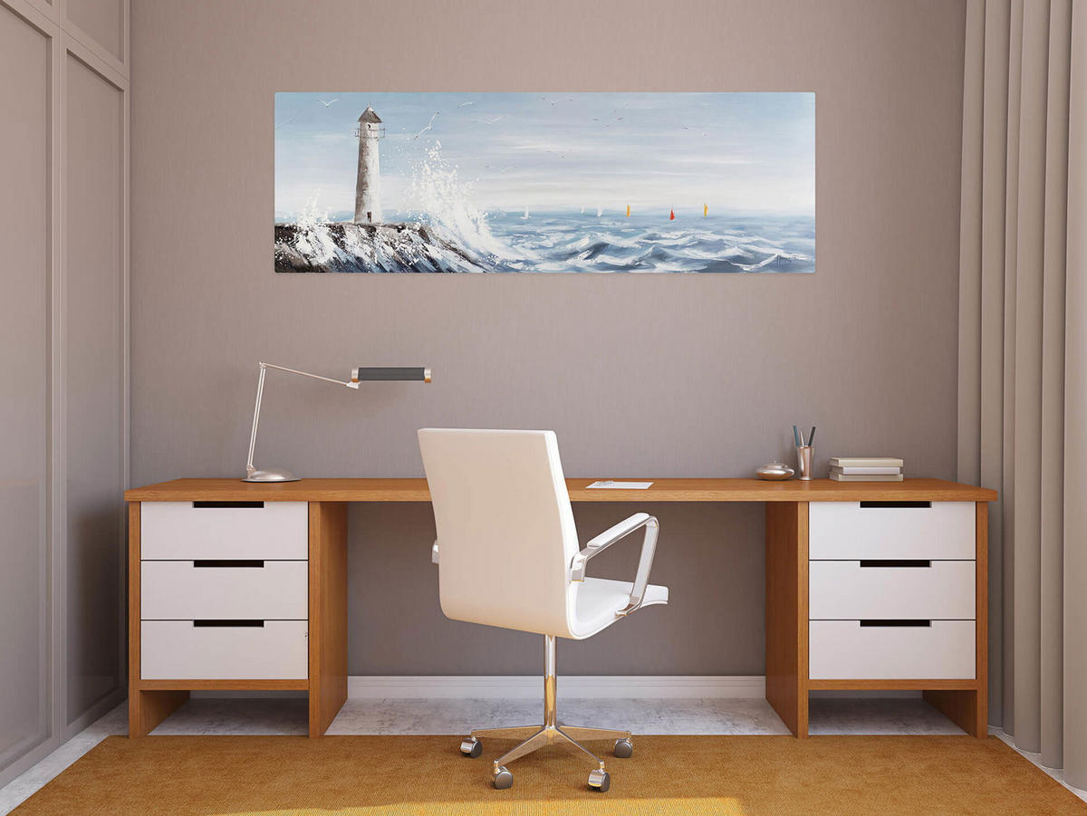ÖLGEMÄLDE 150/50 cm - Blau/Weiß, Holz/Textil (2/50cm) - KUNSTLOFT