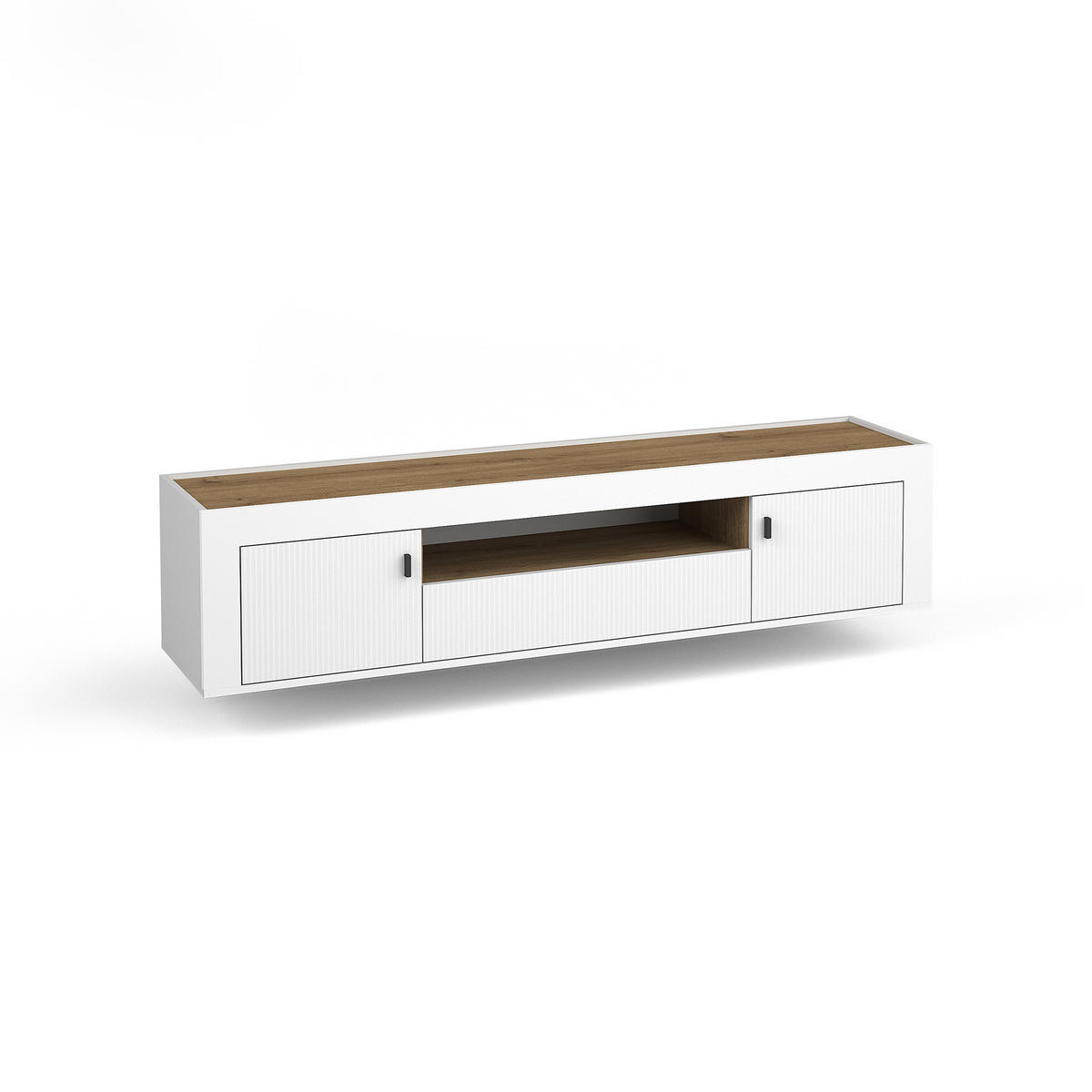 LOWBOARD Monta mit 2 Türen und 1 Schublade, Weiß - Weiß, Holzwerkstoff (177/52/40cm) - Beautysofa