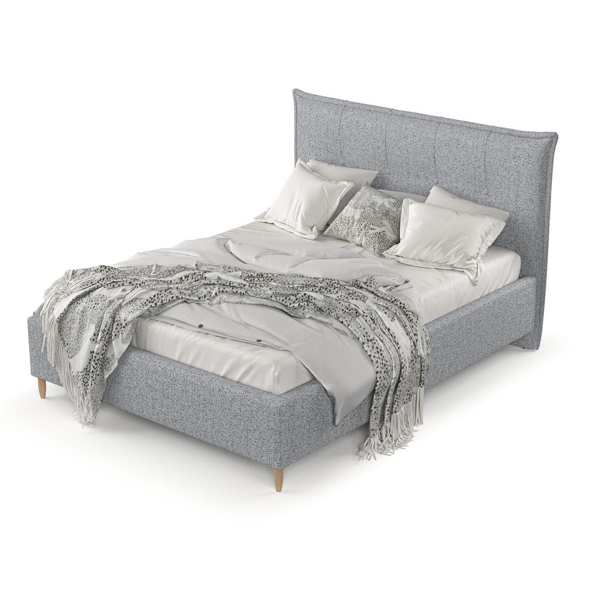 POLSTERBETT Plaza 140/200 cm Grau im Riva Stoff - Naturfarben/Grau, Holz/Holzwerkstoff (140/200cm) - AltaBeds