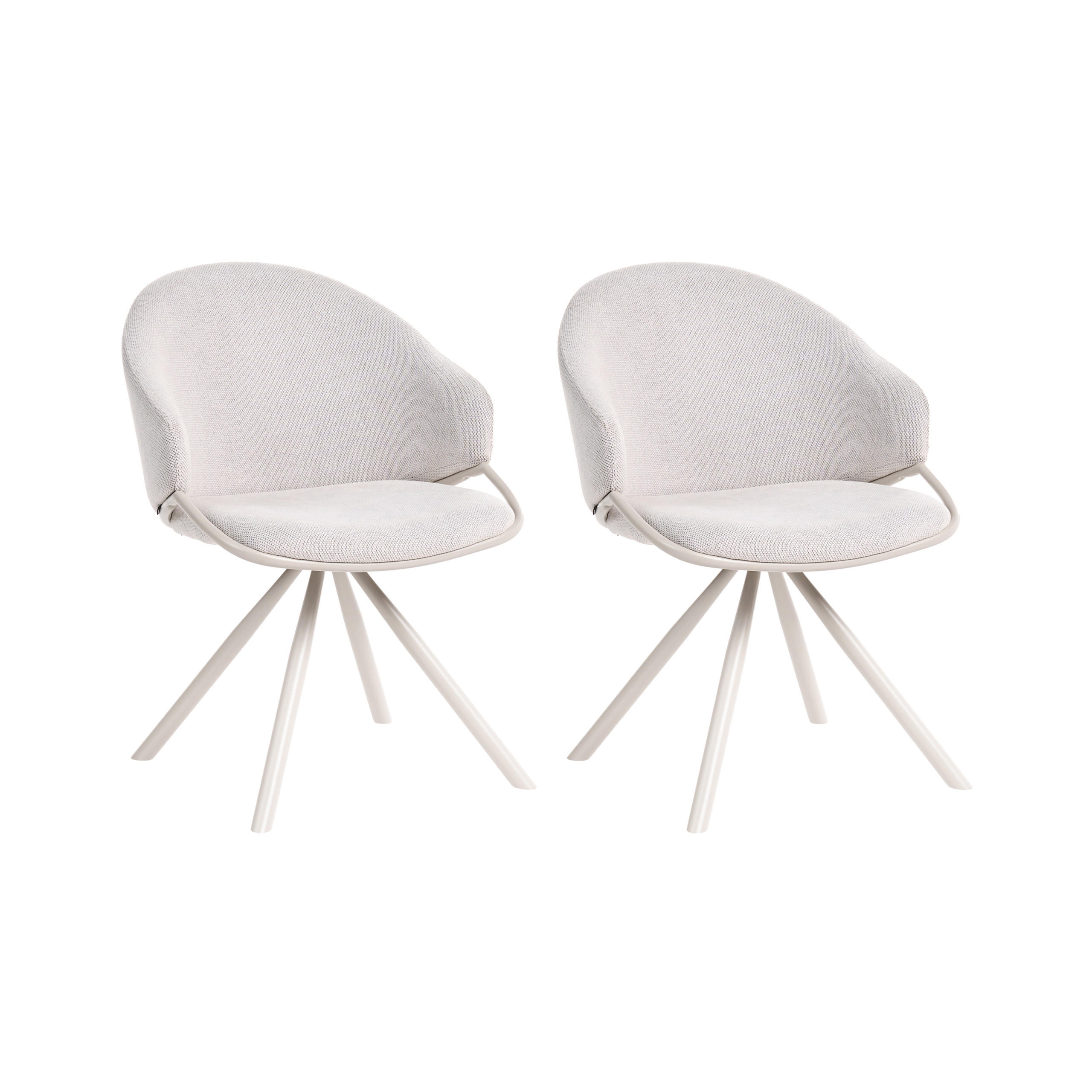 ESSZIMMERSTUHL 2er Set Stoff Cremeweiß Mystic - Beige/Weiß, Textil (58/83/62cm) - Beliani