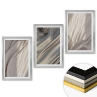 WANDBILDER 3er Set - 40x60 cm Silberner Rahmen - Nahaufnahme von natürlichen Boho-Stoffen - Silberfarben, Kunststoff (40/60cm) - ArtPrintCave
