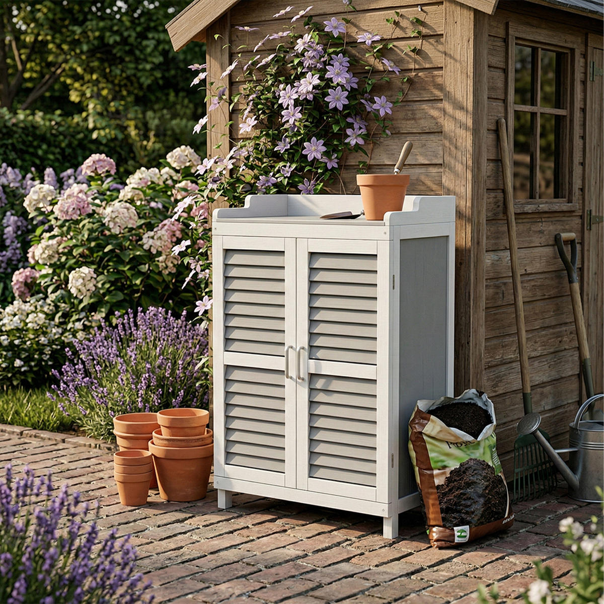 PFLANZTISCH - Multicolor, Holz/Metall (47/67/100cm) - Relaxdays