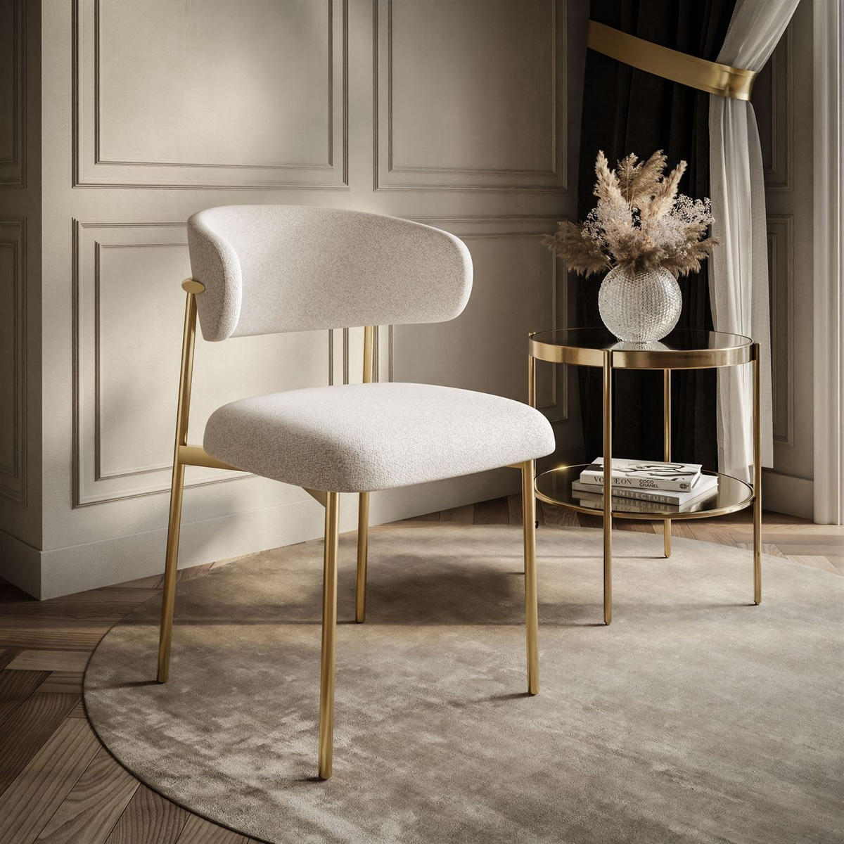 POLSTERSTUHL ELYSE GOLD - Beige, Textil (56/80/58cm) - Lookway