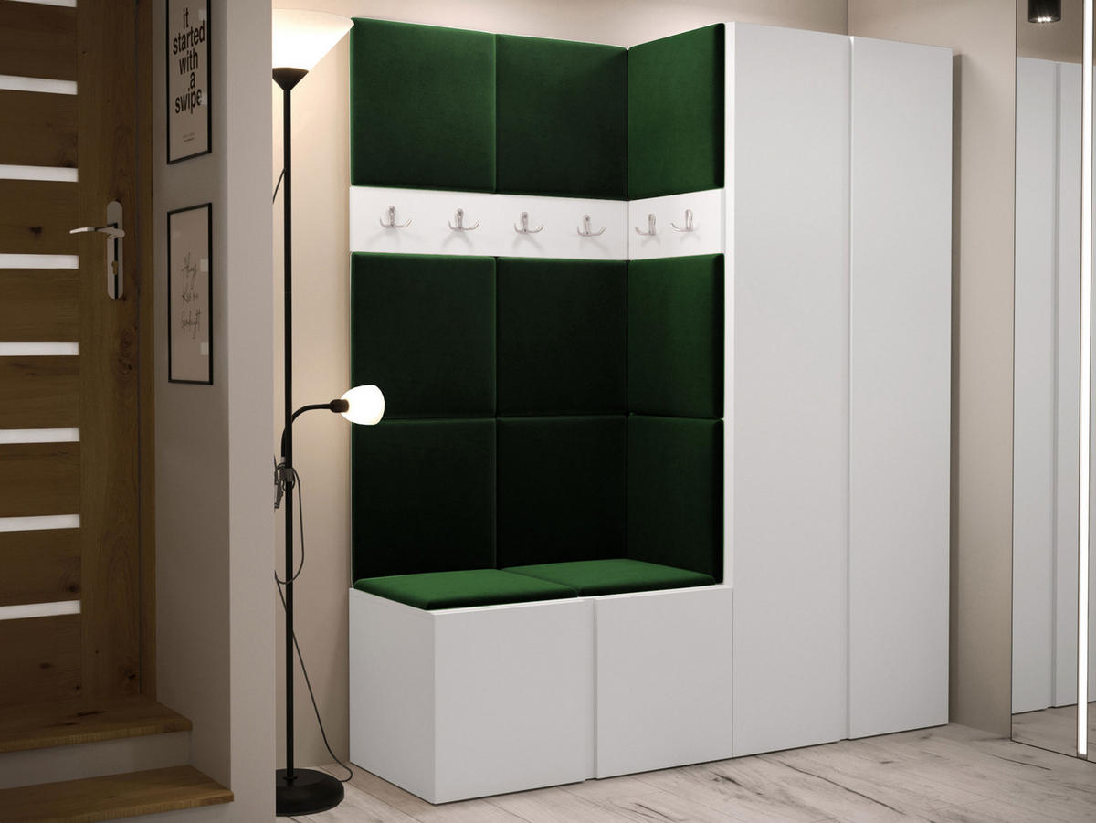 MOBILIER PENTRU HOL Orion III - alb/verde, material plastic/compozit lemnos (158/186/46cm) - MIRJAN24